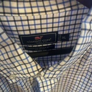 Vineyard Vines Men's Checkered Blue and White Shirt
